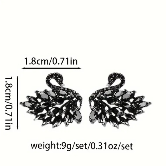 Light Yellow Zircon Swan Earrings - Picture 3 of 3